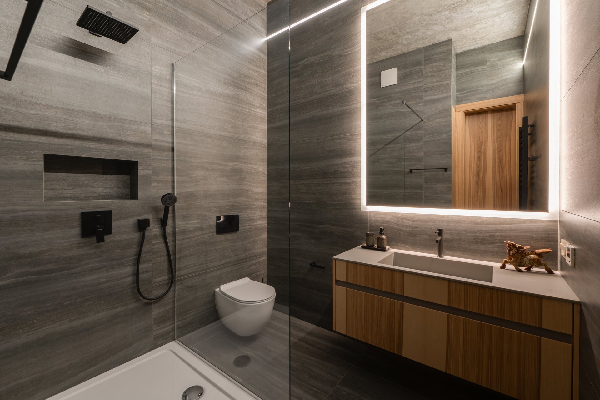 Modern walk-in shower with contemporary design