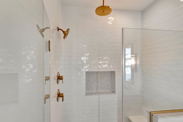 Modern white tiled shower